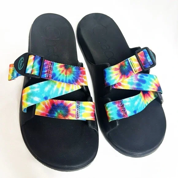 CHACO Slides “Chillos” Multicolored, Adjustable Straps Size 9 EUC - Picture 2 of 7
